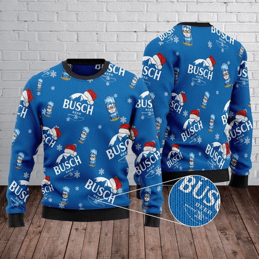 Santa Hat Busch Ugly Christmas Sweater - Flexiquor.com