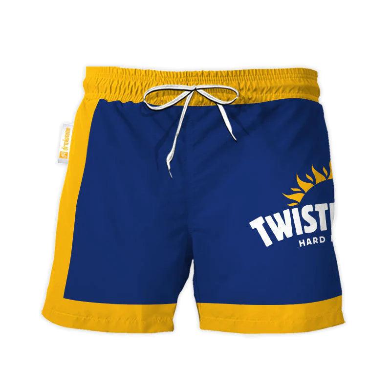 Twisted Tea Blue Yellow Basic Swim Trunks - Flexiquor.com