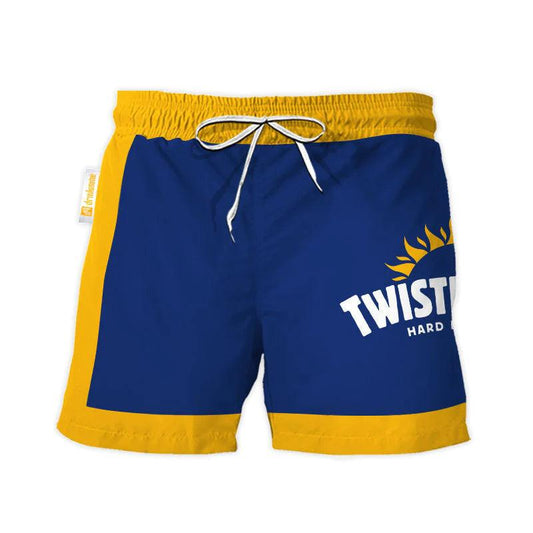 Twisted Tea Blue Yellow Basic Swim Trunks 1