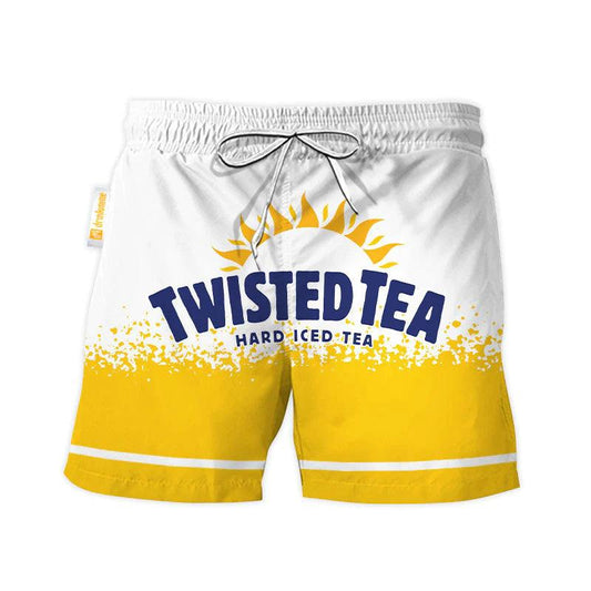 Twisted Tea White Yellow Basic Swim Trunks