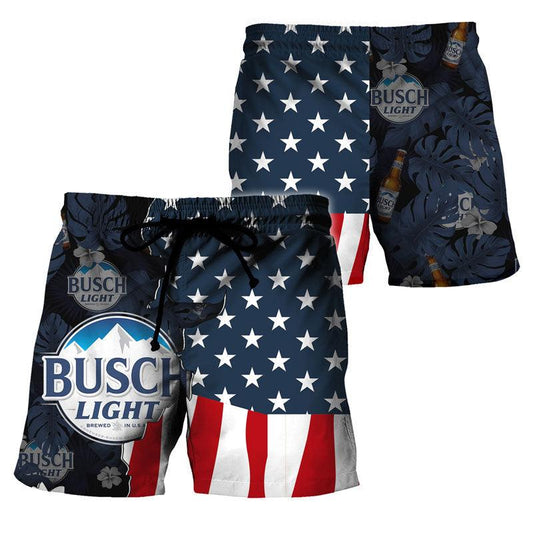 Flexiquor.com USA Tropical Flag Busch Light Swim Trunks
