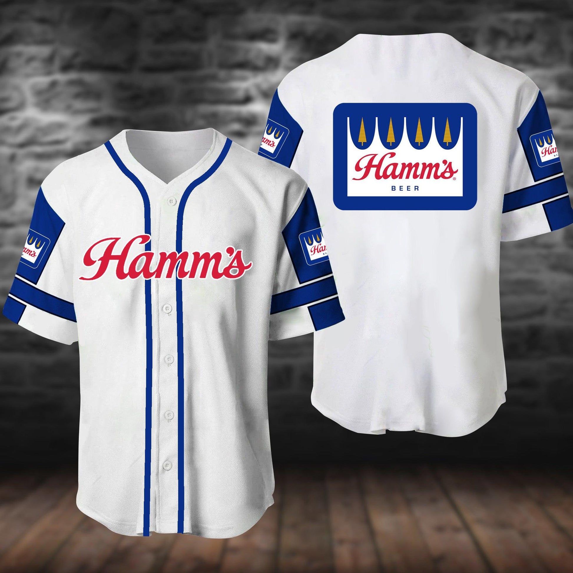 White Hamm's Beer Baseball Jersey