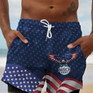 American Eagle Busch Light Compression Liner Swim Trunks