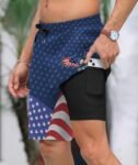 American Eagle Busch Light Compression Liner Swim Trunks