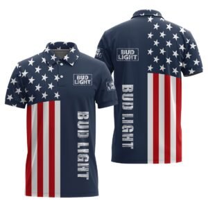 Bud Light America Flag Polo Shirt