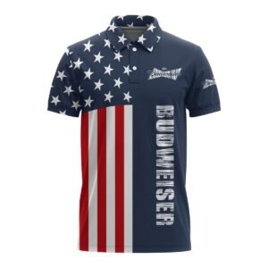 Budweiser America Flag Polo Shirt - Flexiquor.com