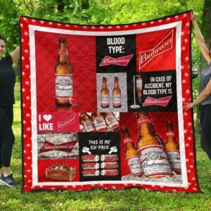Budweiser Blood Type Flannel Blanket