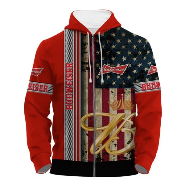 Budweiser Stainless Steel American Flag Hoodie & Zip Hoodie