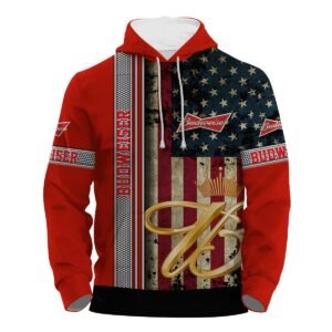 Budweiser Stainless Steel American Flag Hoodie & Zip Hoodie - Flexiquor.com