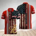 Budweiser Stainless Steel American Flag Polo Shirt
