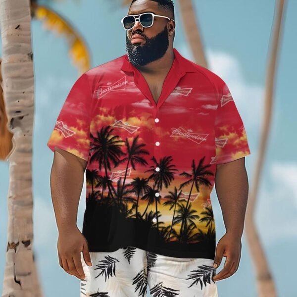 Budweiser Sunset Men's Plus Size Hawaiian Shirt