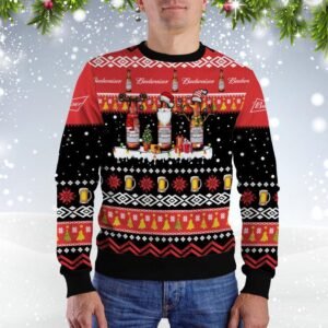 Budweiser Santa Reindeer Snowflake Ugly Christmas Sweater