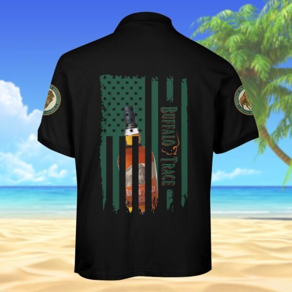Buffalo Trace American Flag Men's Plus Size Polo Shirt