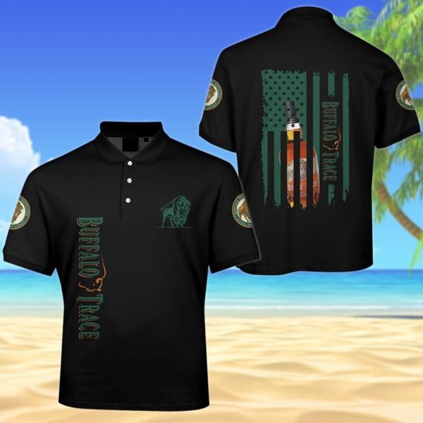 Buffalo Trace American Flag Men's Plus Size Polo Shirt