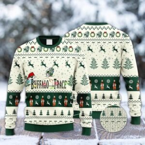 Buffalo Trace Bourbon Reindeer Snowy Night Ugly Sweater