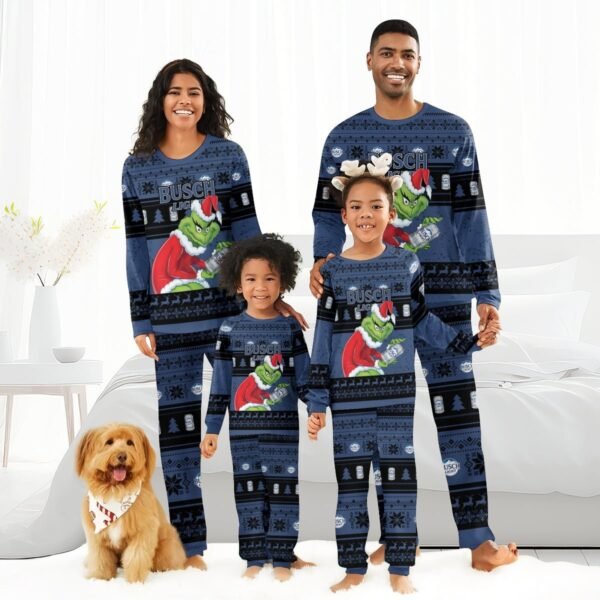 Busch Light Santa Grinch Family Pajamas Set