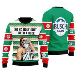 Busch Light Santa Need A Beer Ugly Sweater