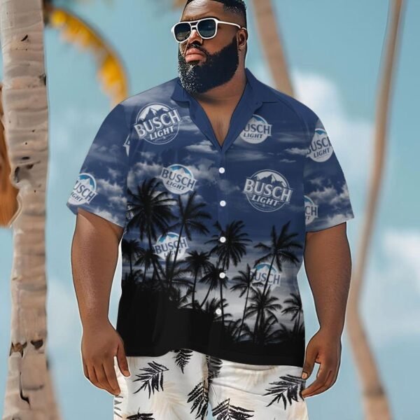 Busch Light Sunset Men's Plus Size Hawaiian Shirt