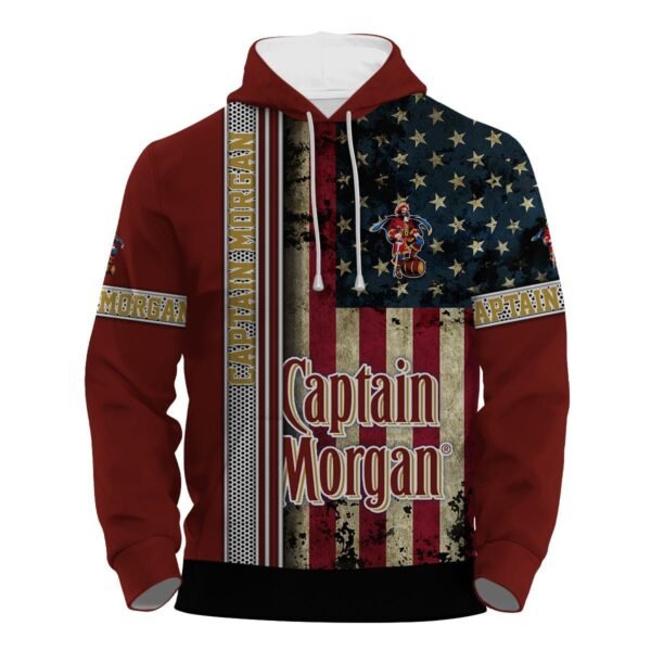 Captain Morgan Stainless Steel American Flag Hoodie & Zip Hoodie
