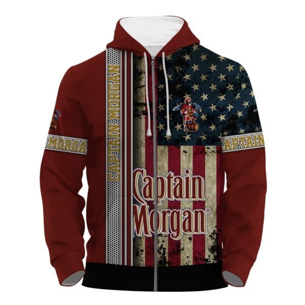 Captain Morgan Stainless Steel American Flag Hoodie & Zip Hoodie