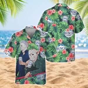 Chilling Halloween With Busch Light Hawaiian Shirt