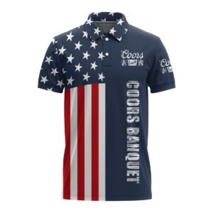Coors Banquet America Flag Polo Shirt - Flexiquor.com