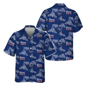 Coors Banquet Hibiscus Flower Hawaiian Shirt
