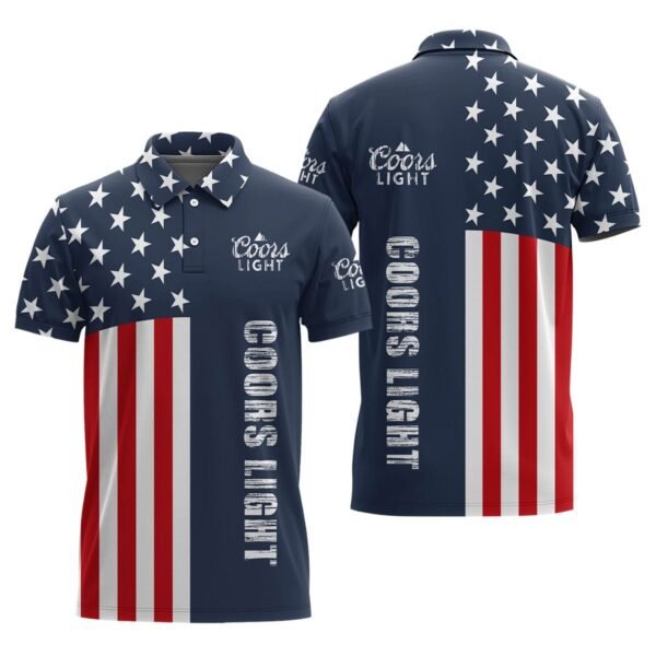 Coors Light America Flag Polo Shirt