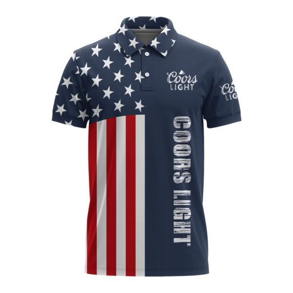 Coors Light America Flag Polo Shirt
