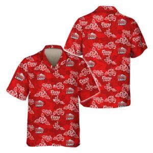 Coors Light Hibiscus Flower Hawaiian Shirt