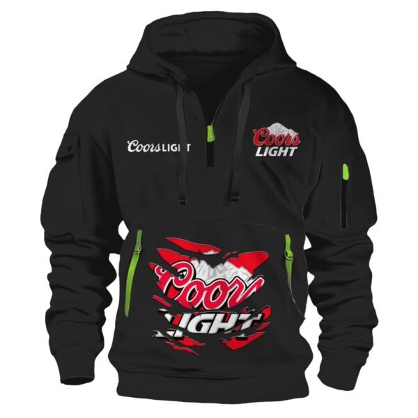 Coors Light Scratches Marks Quarter Zip Hooded Sweatshirt
