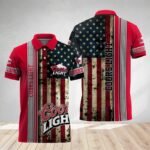 Coors Light Stainless Steel American Flag Polo Shirt
