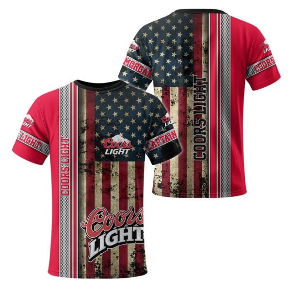 Coors Light Stainless Steel American Flag T-Shirt
