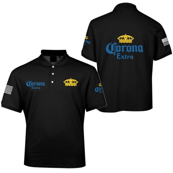 Corona Extra USA Flag Men's Plus Size Polo Shirt