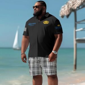 Corona Extra USA Flag Men's Plus Size Polo Shirt