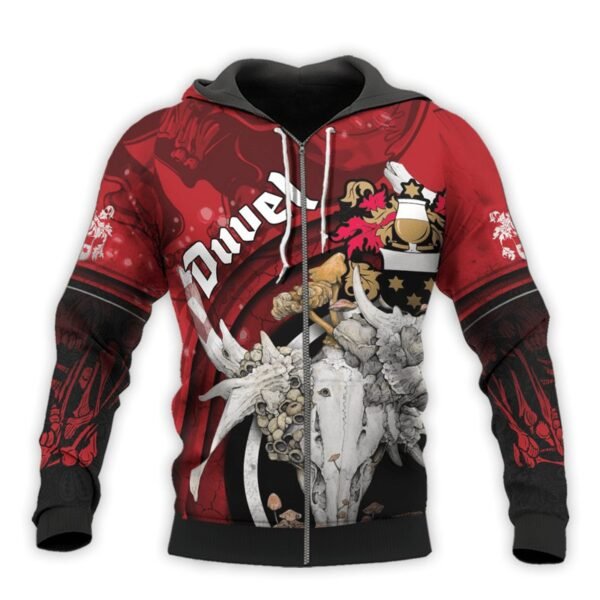 Personalized Duvel Deer Skull With Mushrooms Hoodie & Zip Hoodie