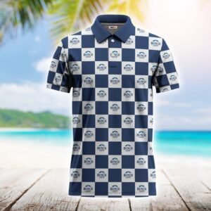 Gingham Busch Light Polo Shirt - Flexiquor.com