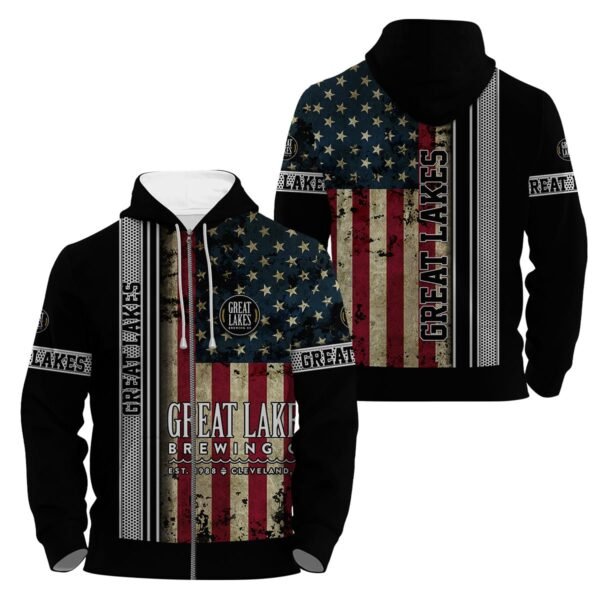 Great Lakes Stainless Steel American Flag Hoodie & Zip Hoodie