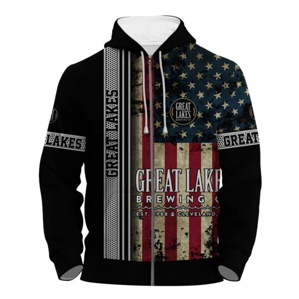 Great Lakes Stainless Steel American Flag Hoodie & Zip Hoodie