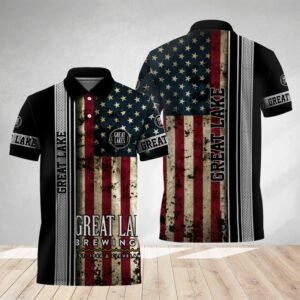 Great Lakes Stainless Steel American Flag Polo Shirt