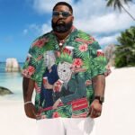 Halloween Villain Chilling With Budweiser Men's Plus Size Hawaiian Shirt