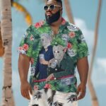 Halloween Villain Chilling With Busch Light Men's Plus Size Hawaiian Shirt