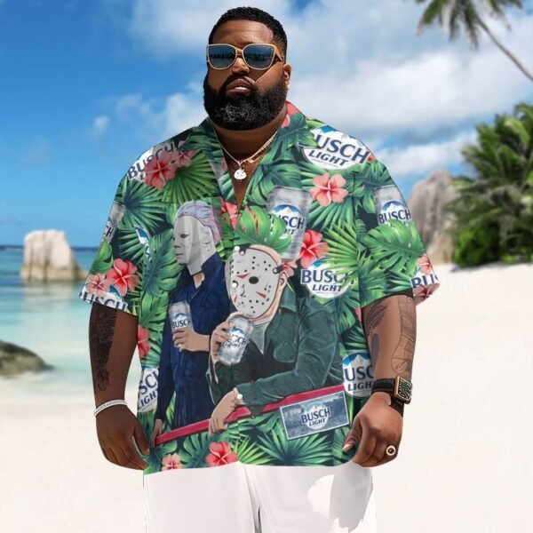 Halloween Villain Chilling With Busch Light Men's Plus Size Hawaiian Shirt