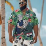 Halloween Villain Chilling With Corona Extra Men's Plus Size Hawaiian Shirt