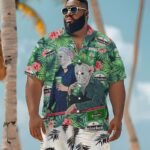 Halloween Villain Chilling With Heineken Men's Plus Size Hawaiian Shirt