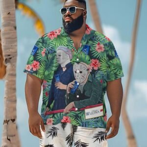 Halloween Villain Chilling With Michelob Ultra Men's Plus Size Hawaiian Shirt
