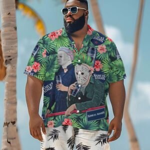 Halloween Villain Chilling With Samuel Adams Men's Plus Size Hawaiian Shirt