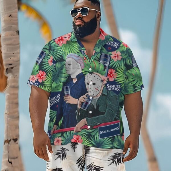 Halloween Villain Chilling With Samuel Adams Men's Plus Size Hawaiian Shirt