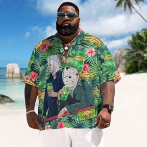 Halloween Villain Chilling With Sierra Nevada Men's Plus Size Hawaiian Shirt