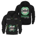 Heineken Scratches Marks Quarter Zip Hooded Sweatshirt